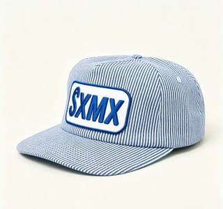 Custom Hickory Stripe Camp Cap with Flat Brim thumb 6