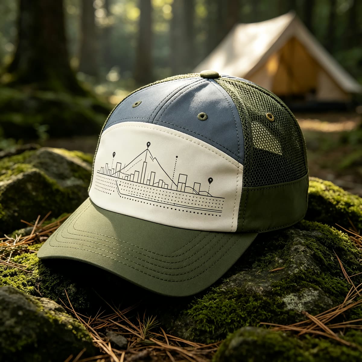 Custom City Skyline Trucker Cap with Mesh Back scene