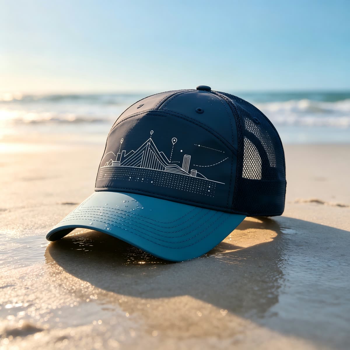 Custom City Skyline Trucker Cap with Mesh Back scene