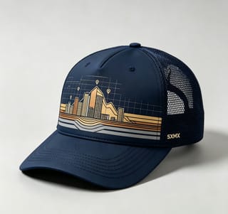 Custom Navy City Skyline Trucker Cap