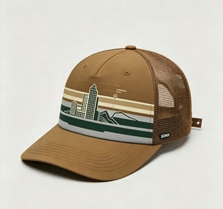 Custom Navy City Skyline Trucker Cap thumb 3