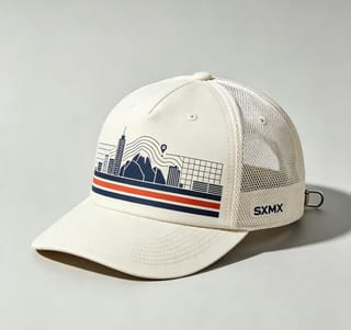 Custom Navy City Skyline Trucker Cap thumb 4