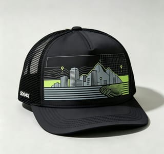Custom Navy City Skyline Trucker Cap thumb 5