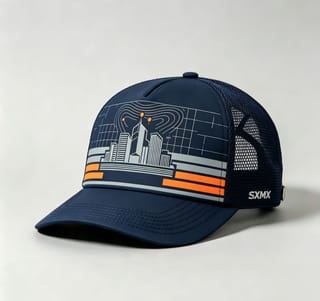 Custom Navy City Skyline Trucker Cap thumb 6