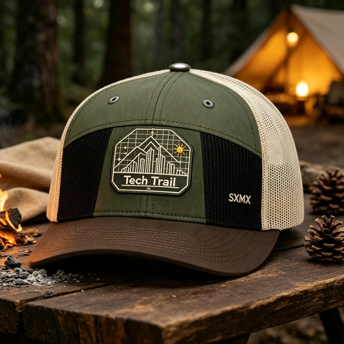Custom Embroidered Mountain Trucker Cap with Mesh Back scene