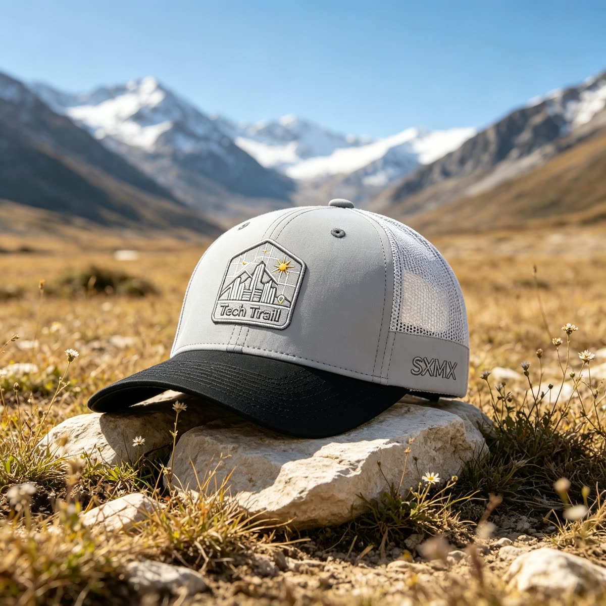 Custom Embroidered Mountain Trucker Cap with Mesh Back scene