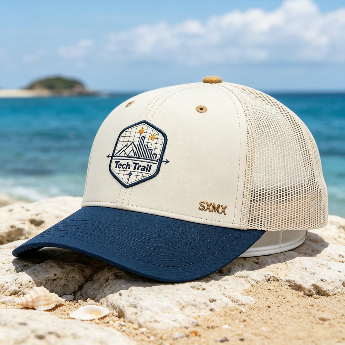 Custom Embroidered Mountain Trucker Cap with Mesh Back scene