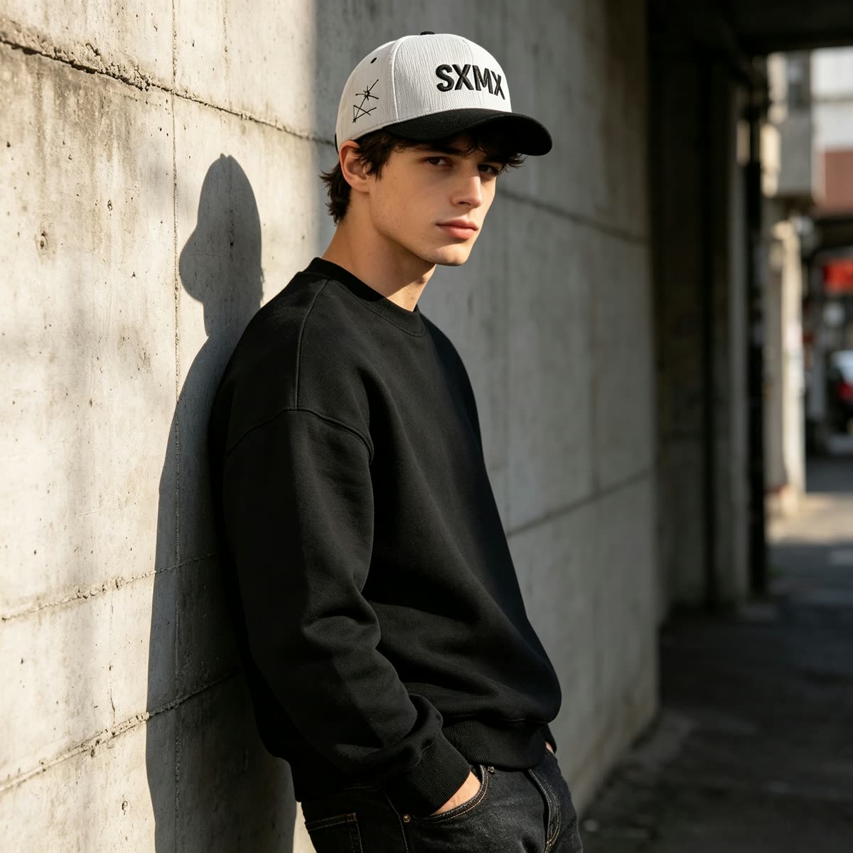 Custom Plaid Pattern Baseball Cap with Embroidered Logo on model