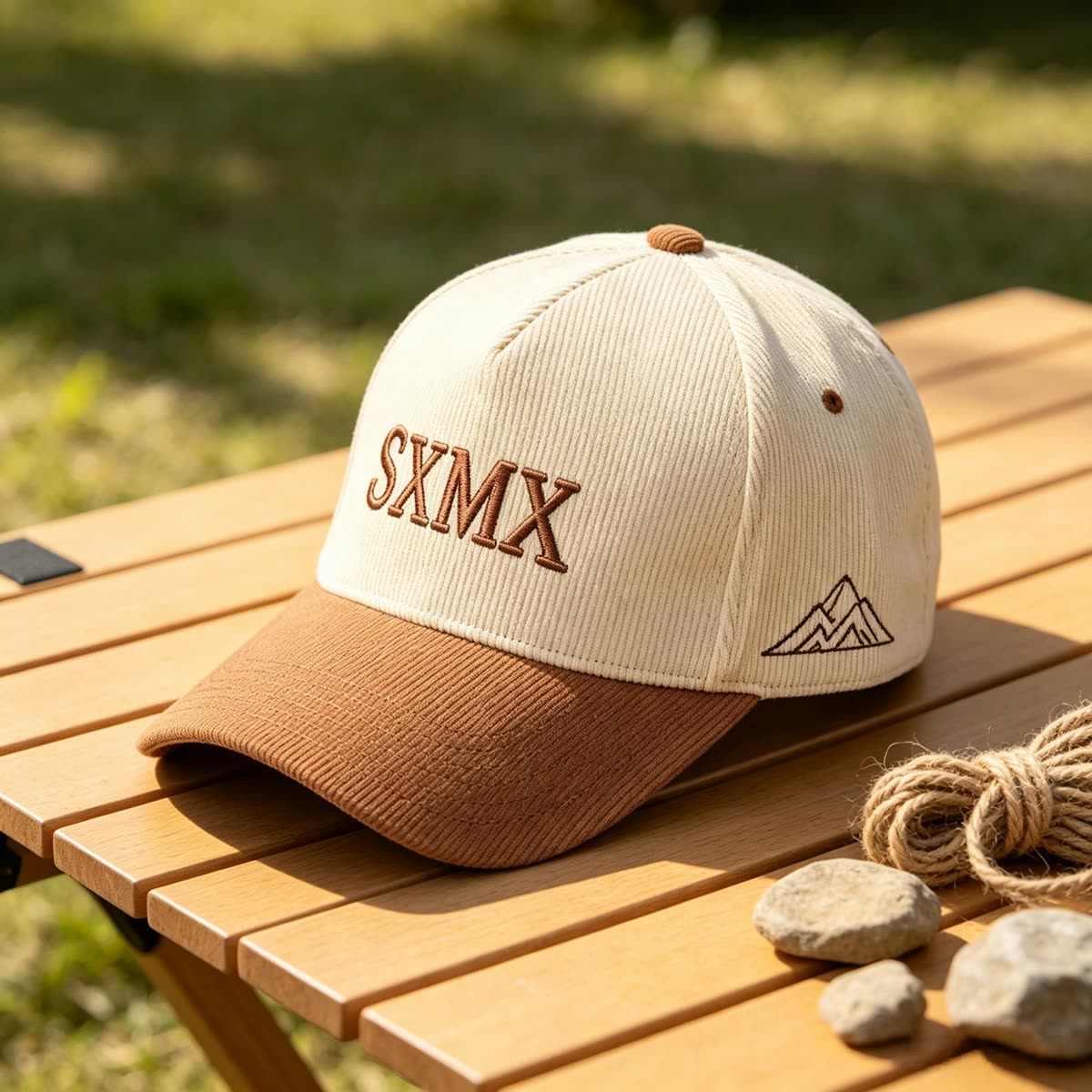 Custom Plaid Pattern Baseball Cap with Embroidered Logo scene