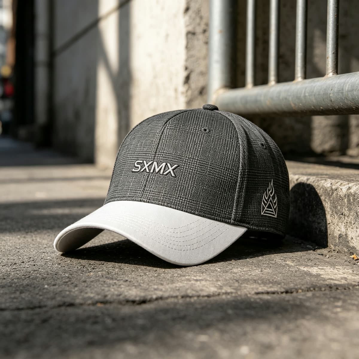 Custom Plaid Pattern Baseball Cap with Embroidered Logo scene