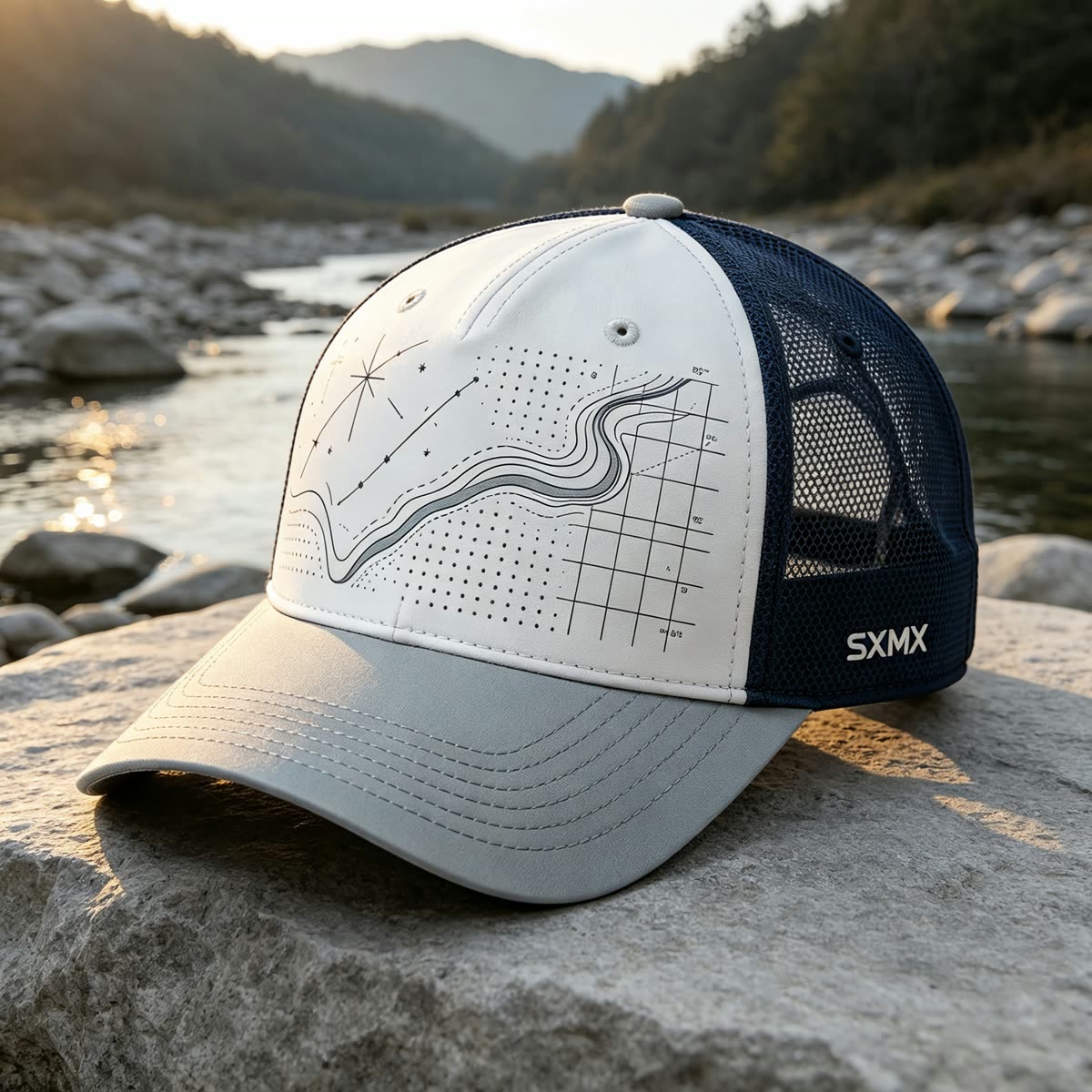 Custom Constellation Print Camp Cap with Colorblock scene