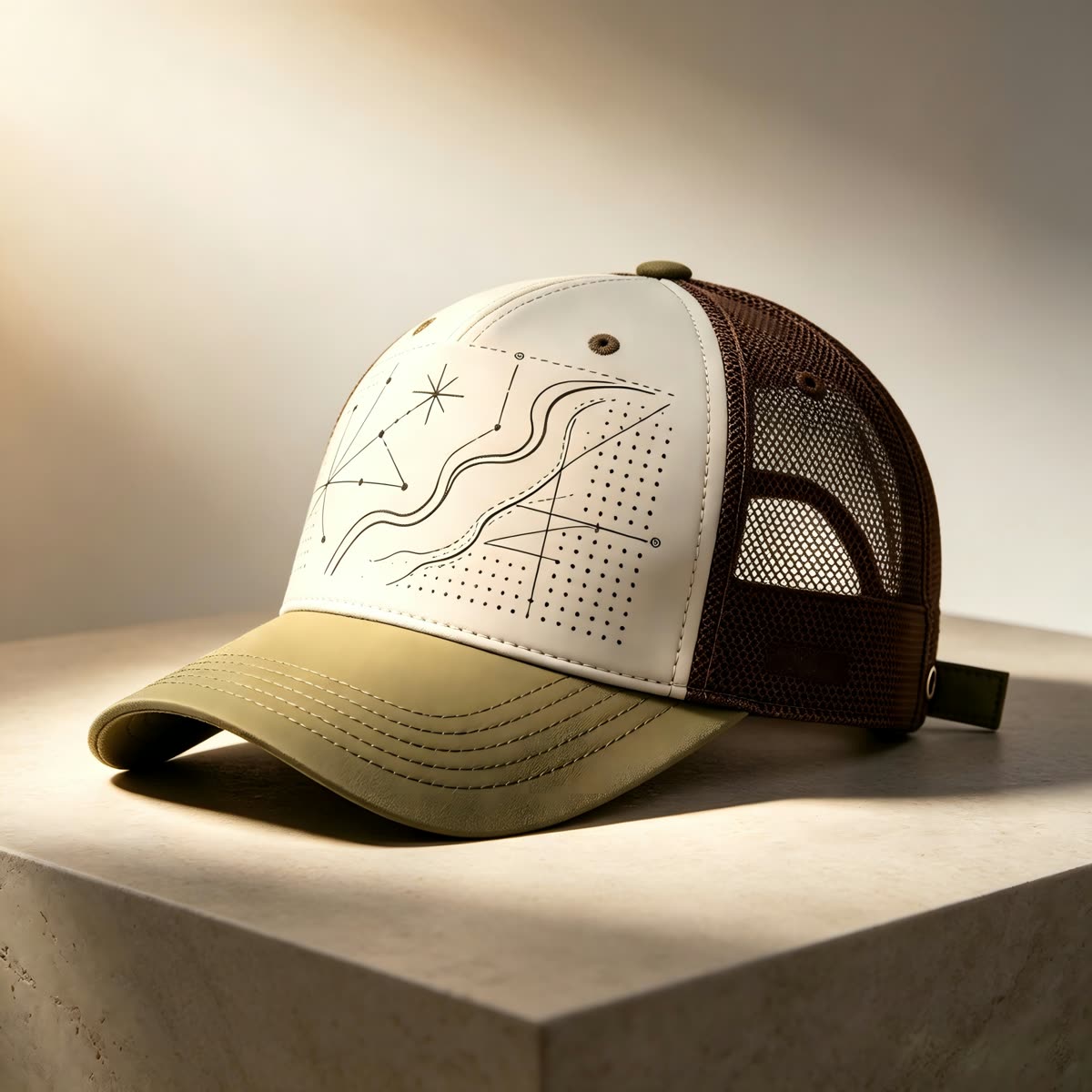 Custom Constellation Print Camp Cap with Colorblock scene