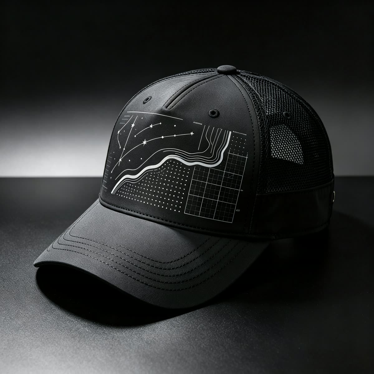 Custom Constellation Print Camp Cap with Colorblock scene