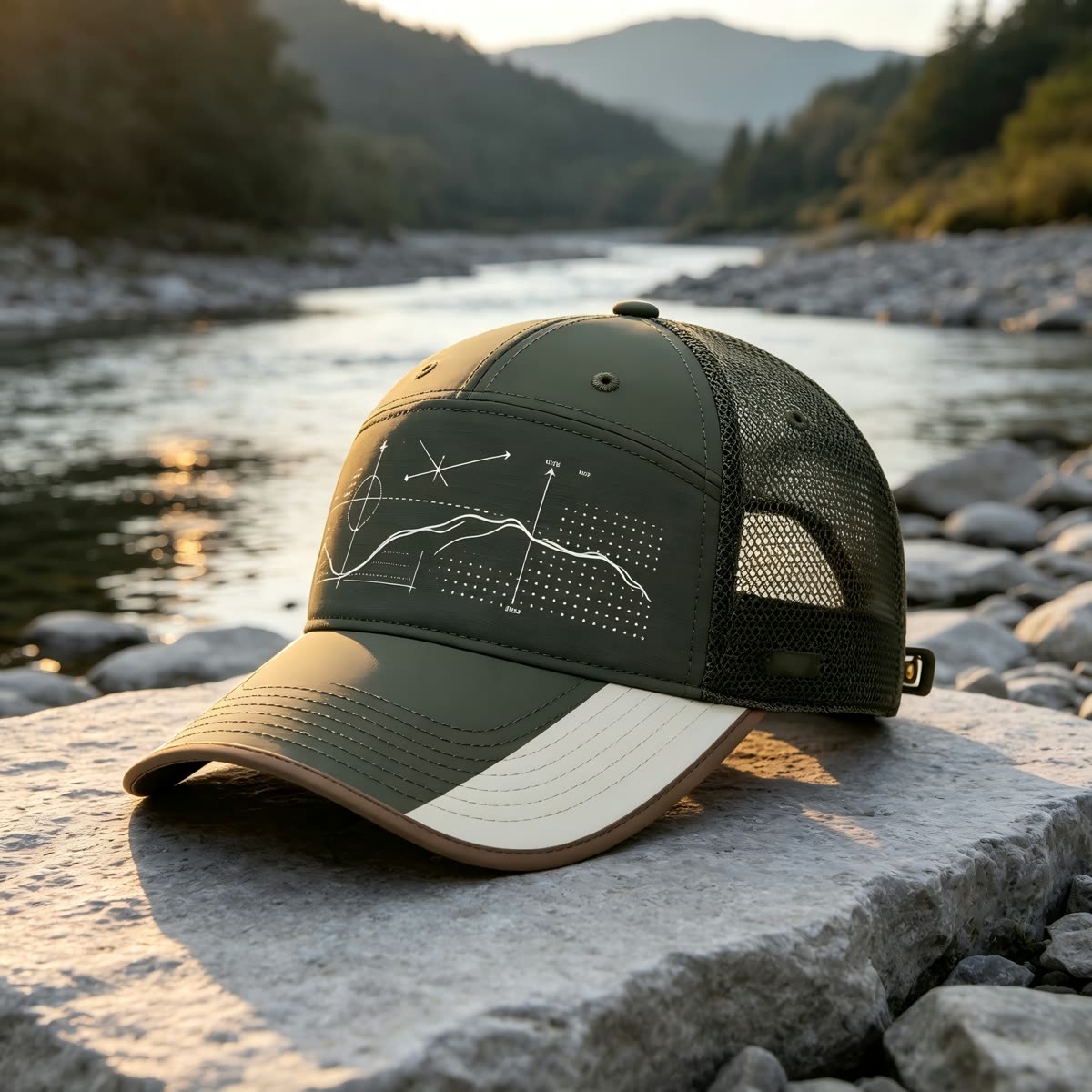 Custom Constellation Print Camp Cap with Colorblock scene
