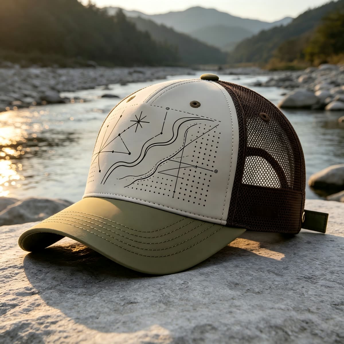 Custom Constellation Print Camp Cap with Colorblock scene