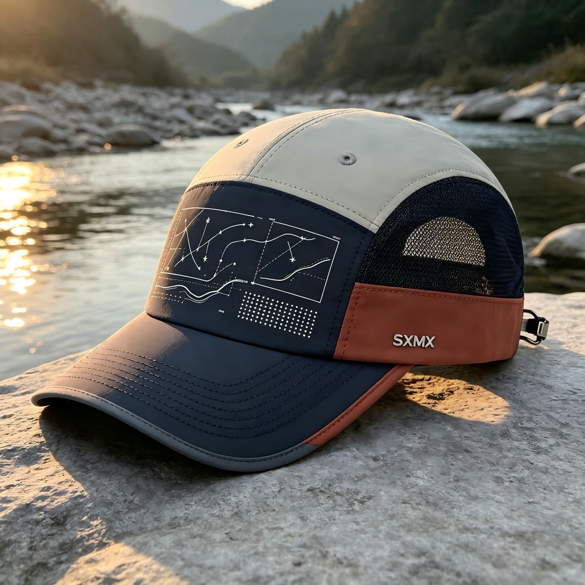 Custom Constellation Print Camp Cap with Colorblock scene