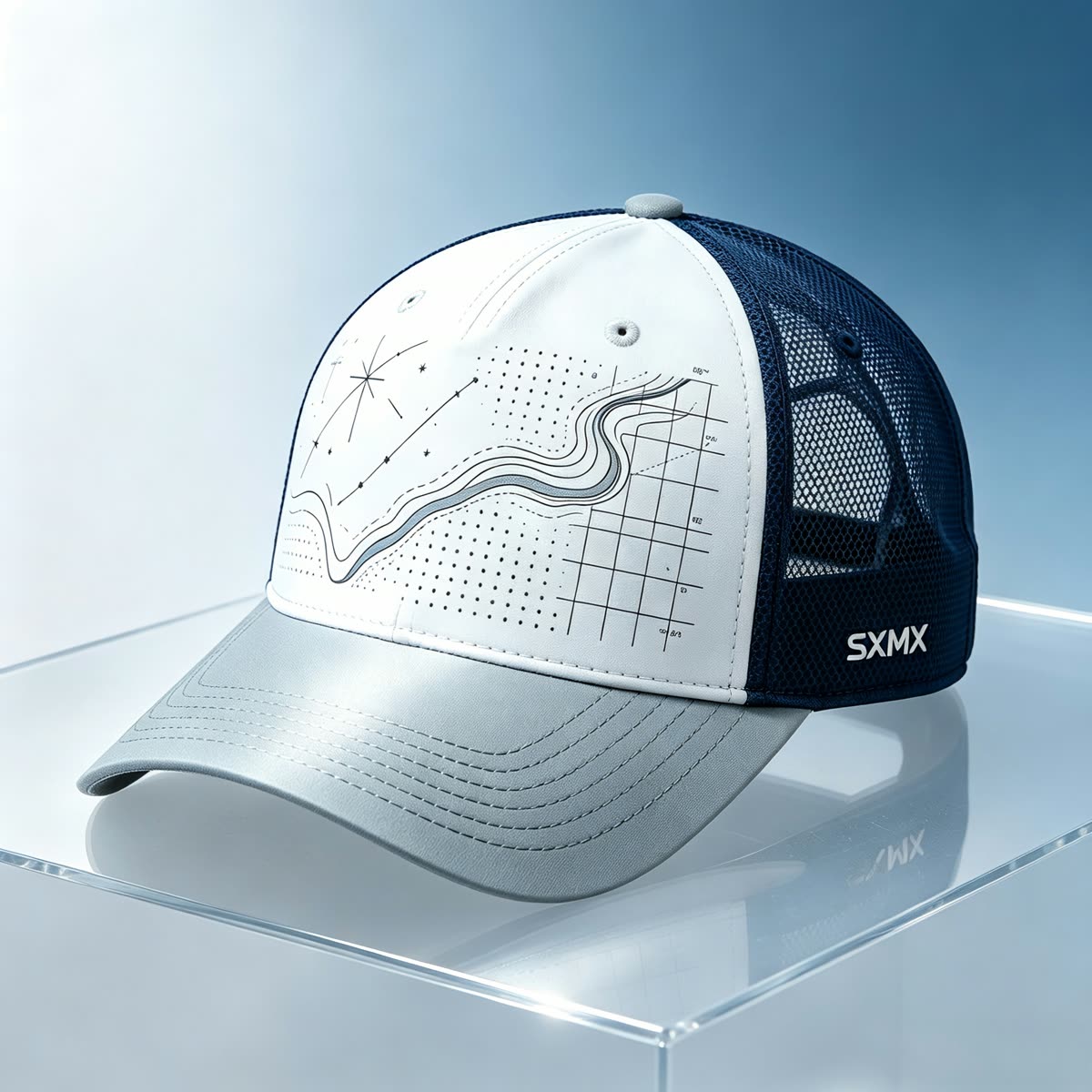 Custom Constellation Print Camp Cap with Colorblock scene