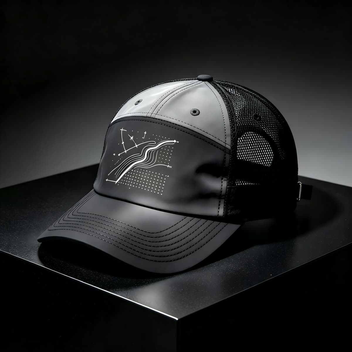Custom Constellation Print Camp Cap with Colorblock scene