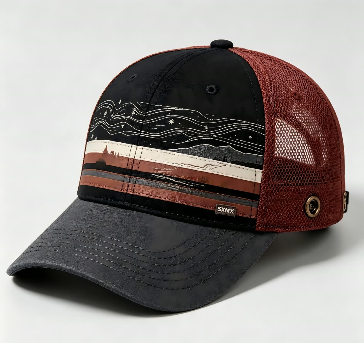 Custom Scenic Print Trucker Cap with Suede Brim - image 1