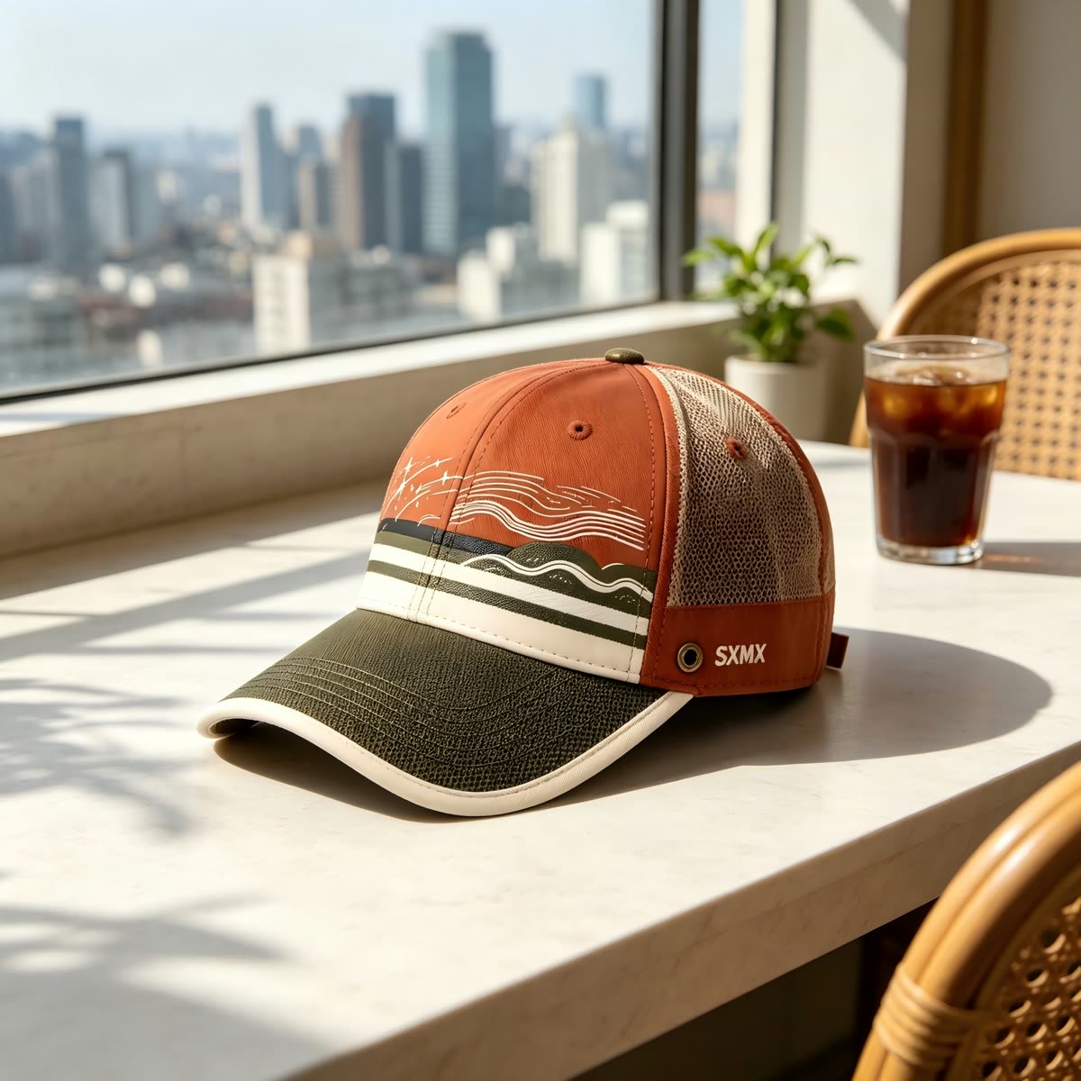 Custom Scenic Print Trucker Cap with Suede Brim scene