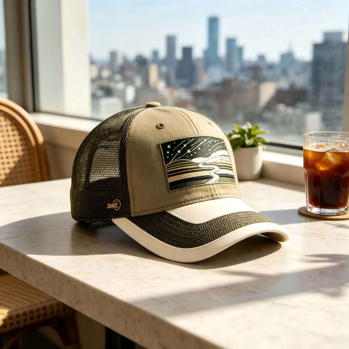 Custom Scenic Print Trucker Cap with Suede Brim scene