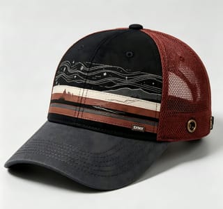 Custom Scenic Print Trucker Cap with Suede Brim