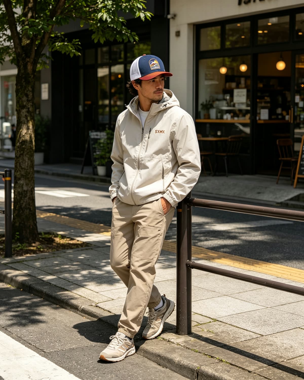 Custom Mountain Landscape Patch Trucker Cap on model