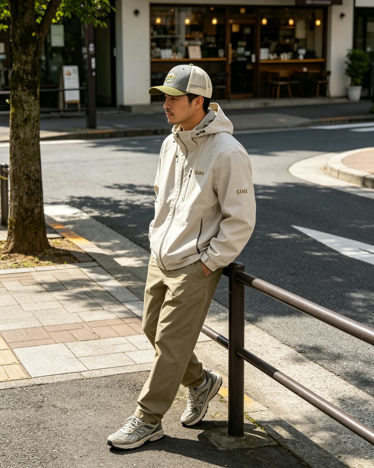Custom Mountain Landscape Patch Trucker Cap on model