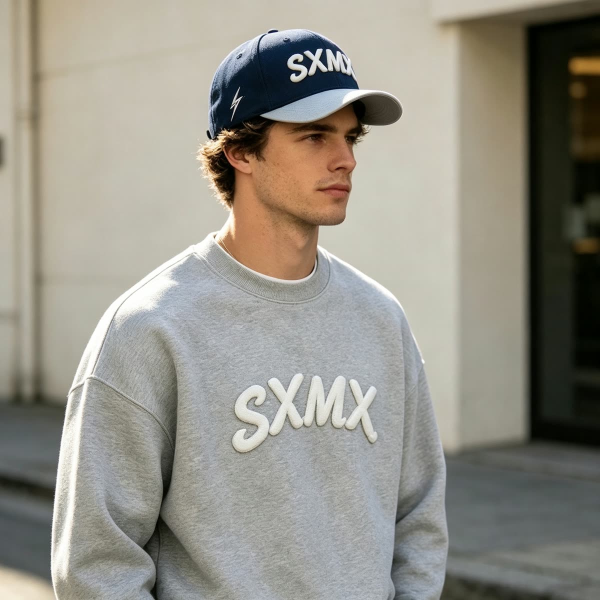 Custom Lightning Bolt Embroidery Camp Cap on model