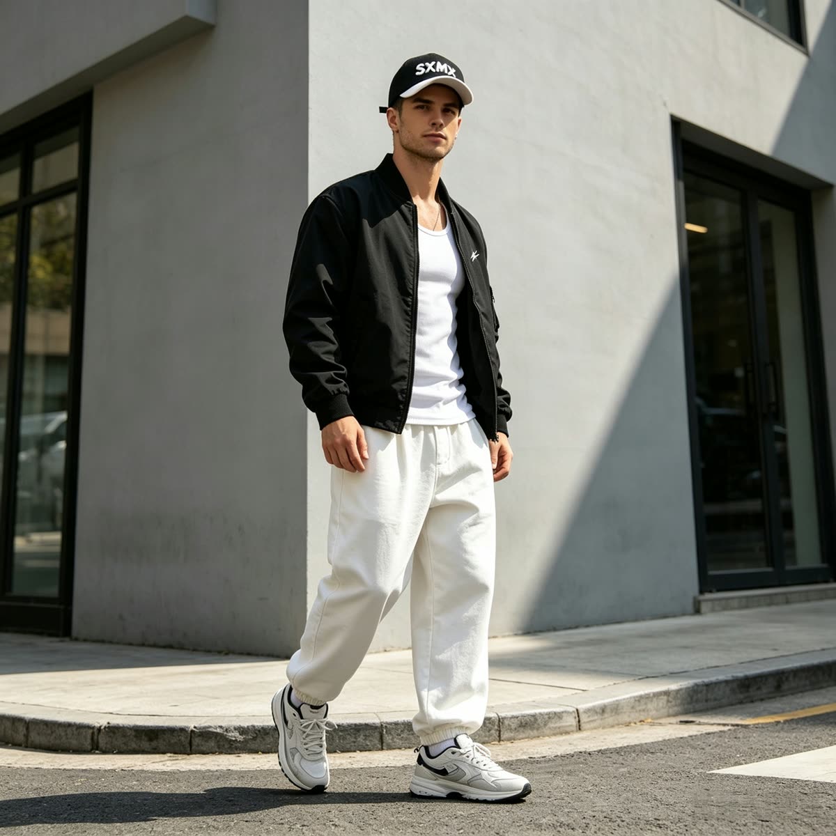 Custom Lightning Bolt Embroidery Camp Cap on model