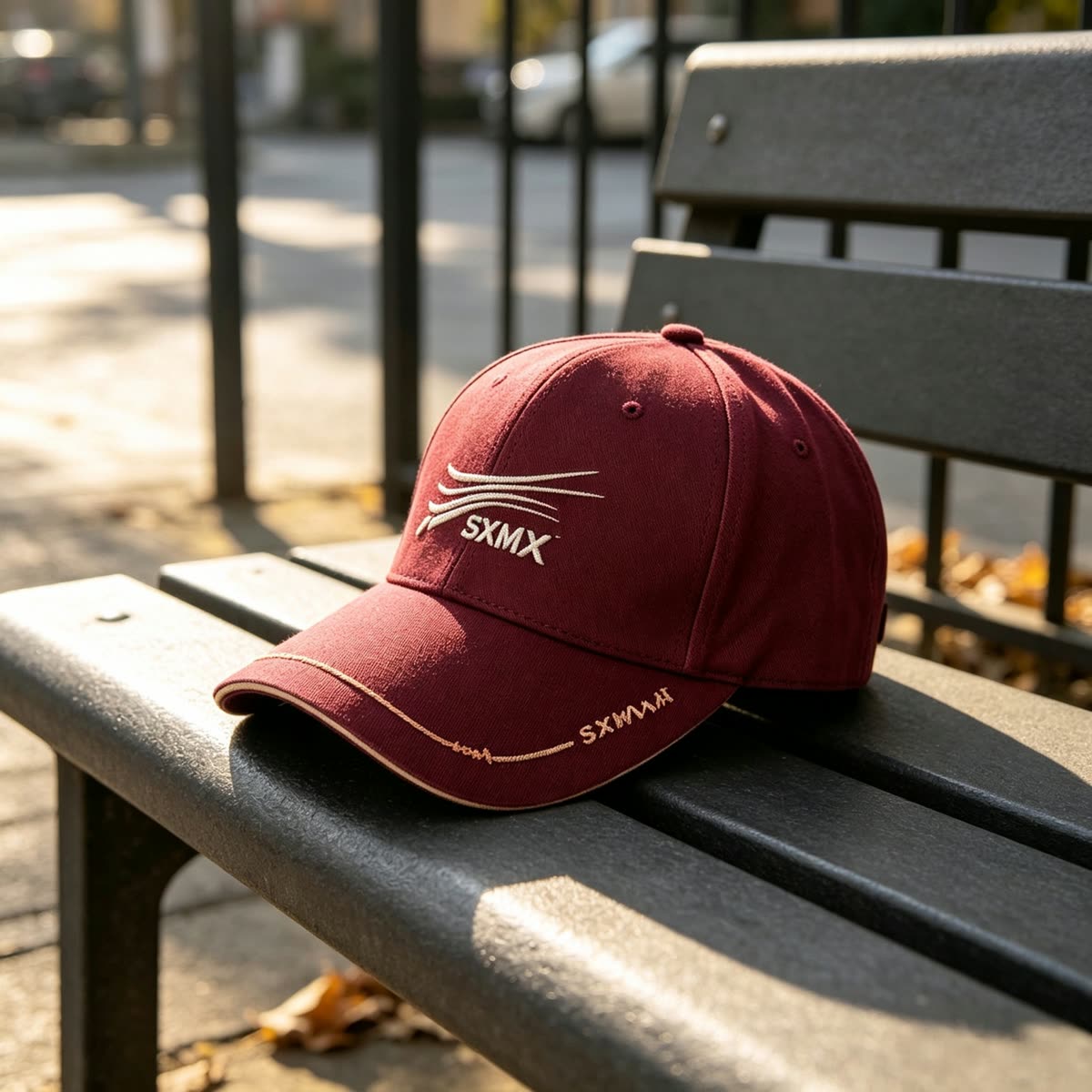 Custom Khaki Wavy Line Embroidery Baseball Cap scene