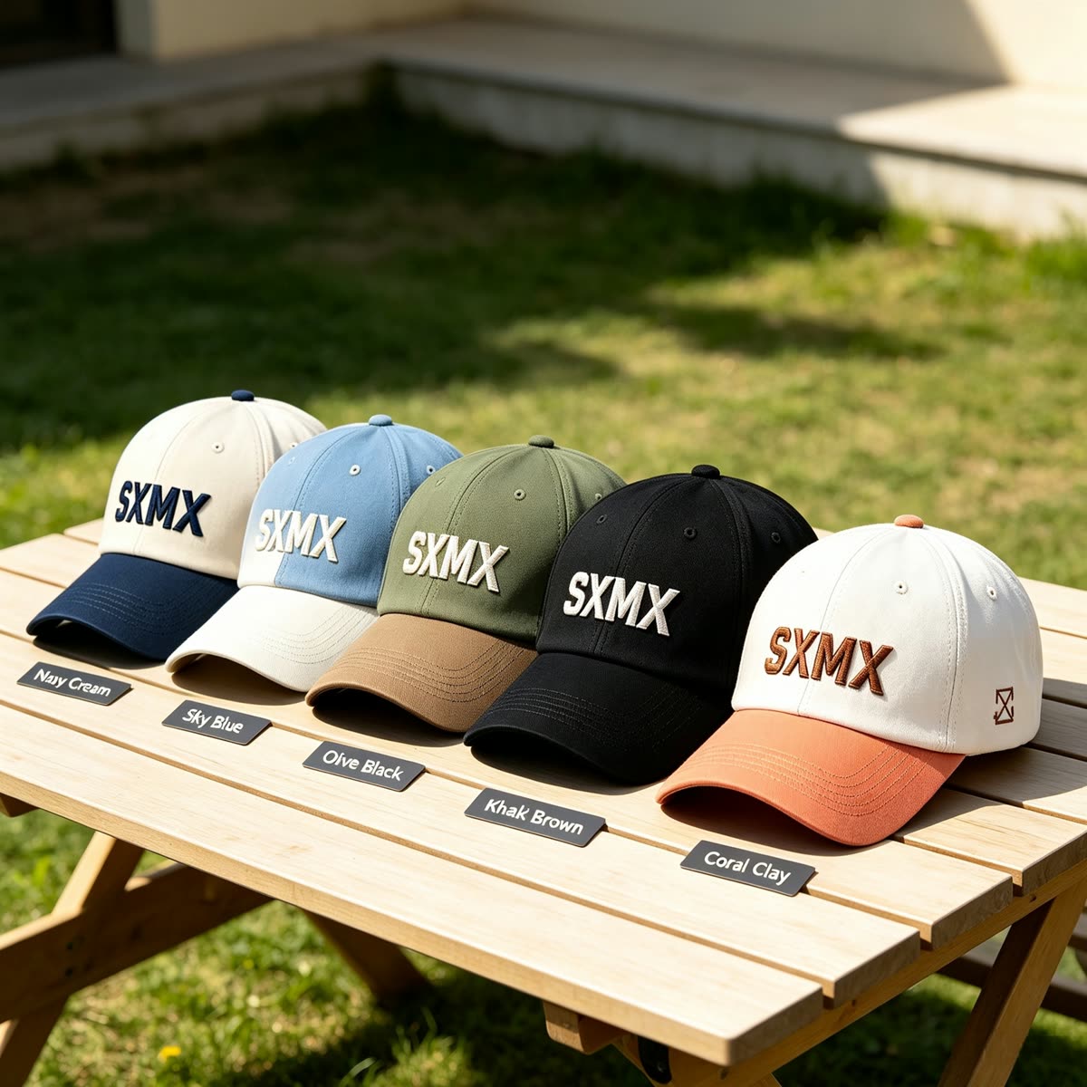 Custom Embroidered Lettering Dad Cap with Contrast Brim scene