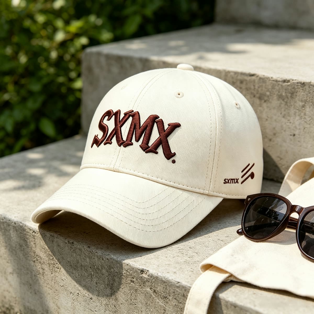 Custom Old English Embroidery Baseball Cap in Olive scene