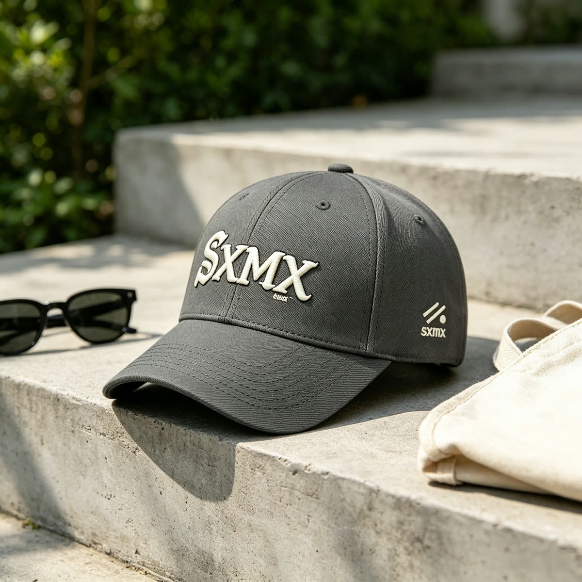 Custom Old English Embroidery Baseball Cap in Olive scene