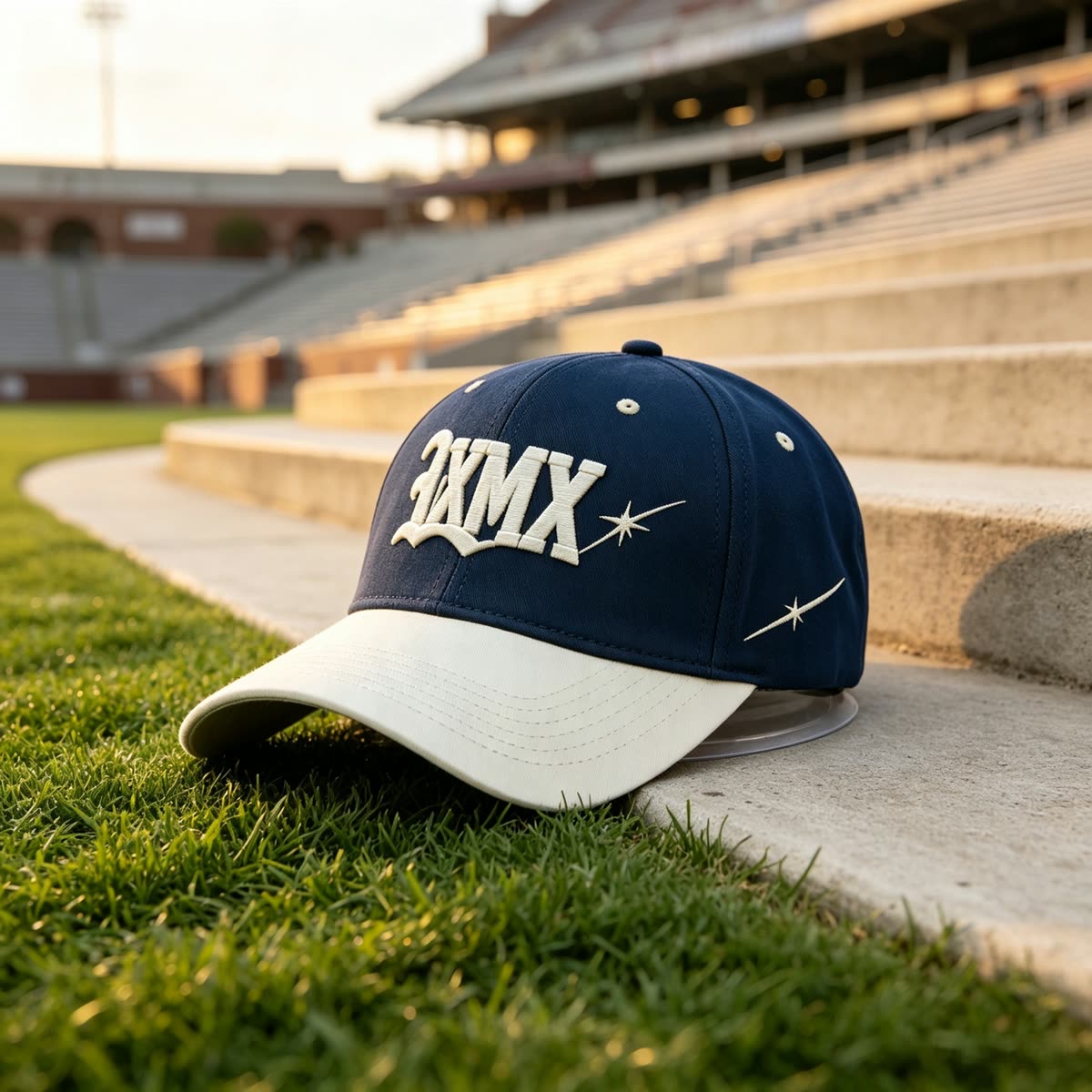 Custom White Embroidery Baseball Cap with Gray Brim scene
