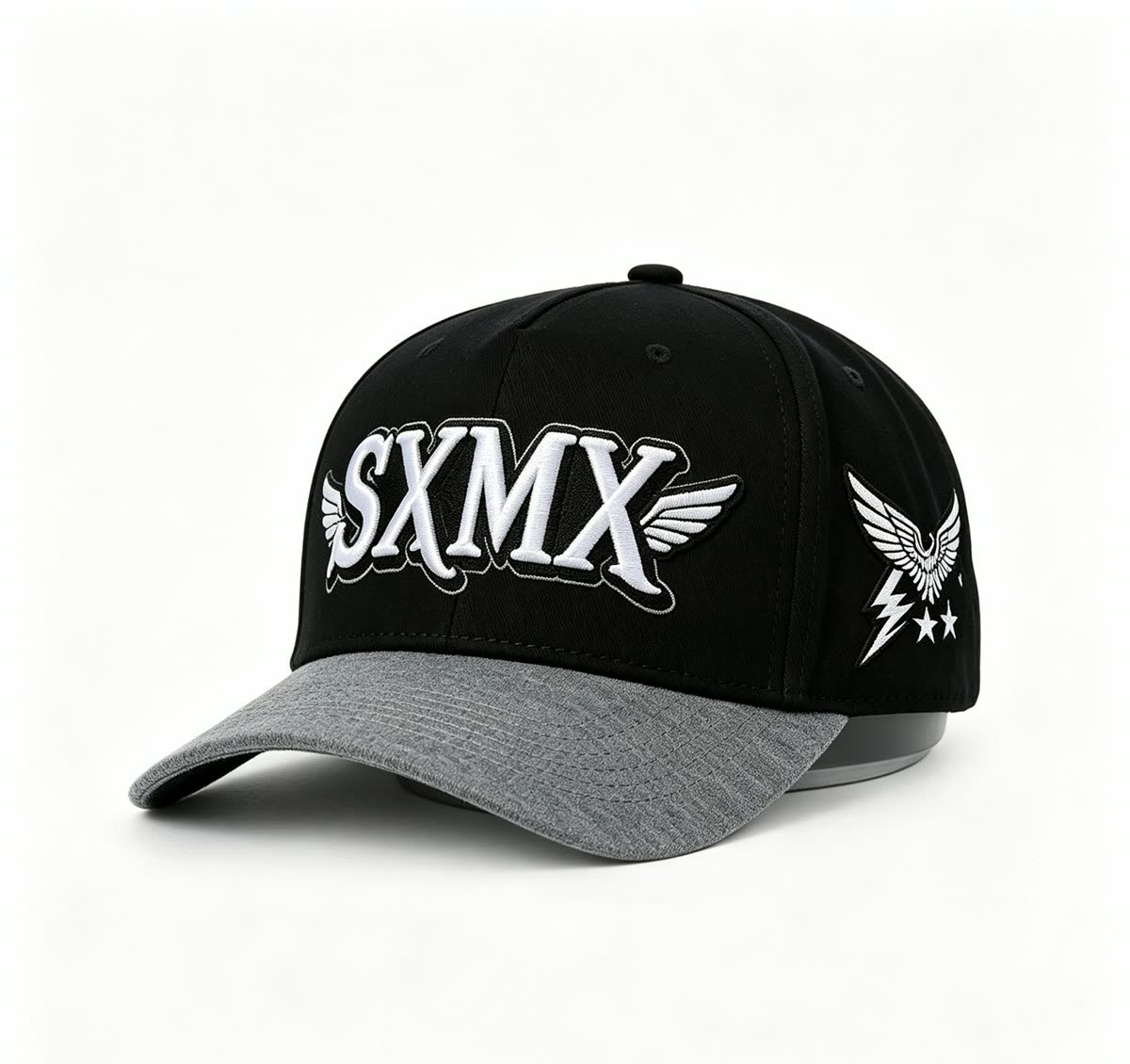 Custom Eagle Patch Flat Brim Cap with Winged Lettering - image 1