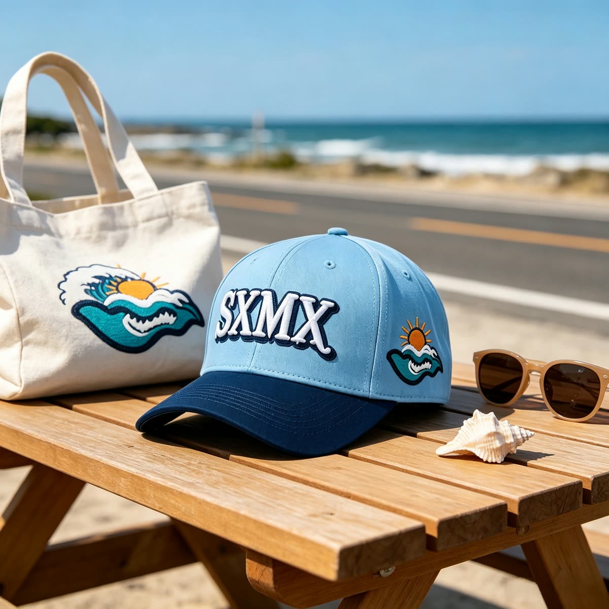 Custom Eagle Patch Flat Brim Cap with Winged Lettering scene