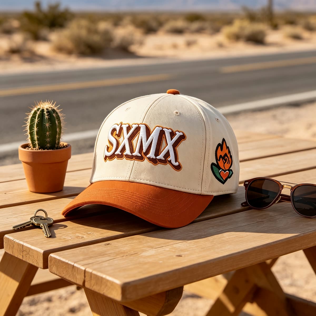 Custom Eagle Patch Flat Brim Cap with Winged Lettering scene