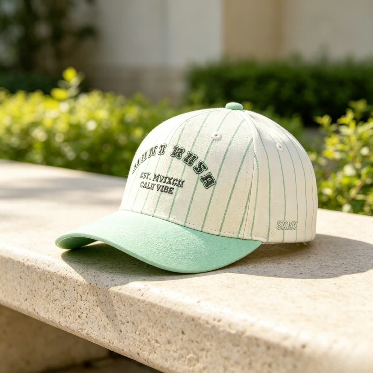 Custom Pinstripe Baseball Cap with Arched Embroidery scene