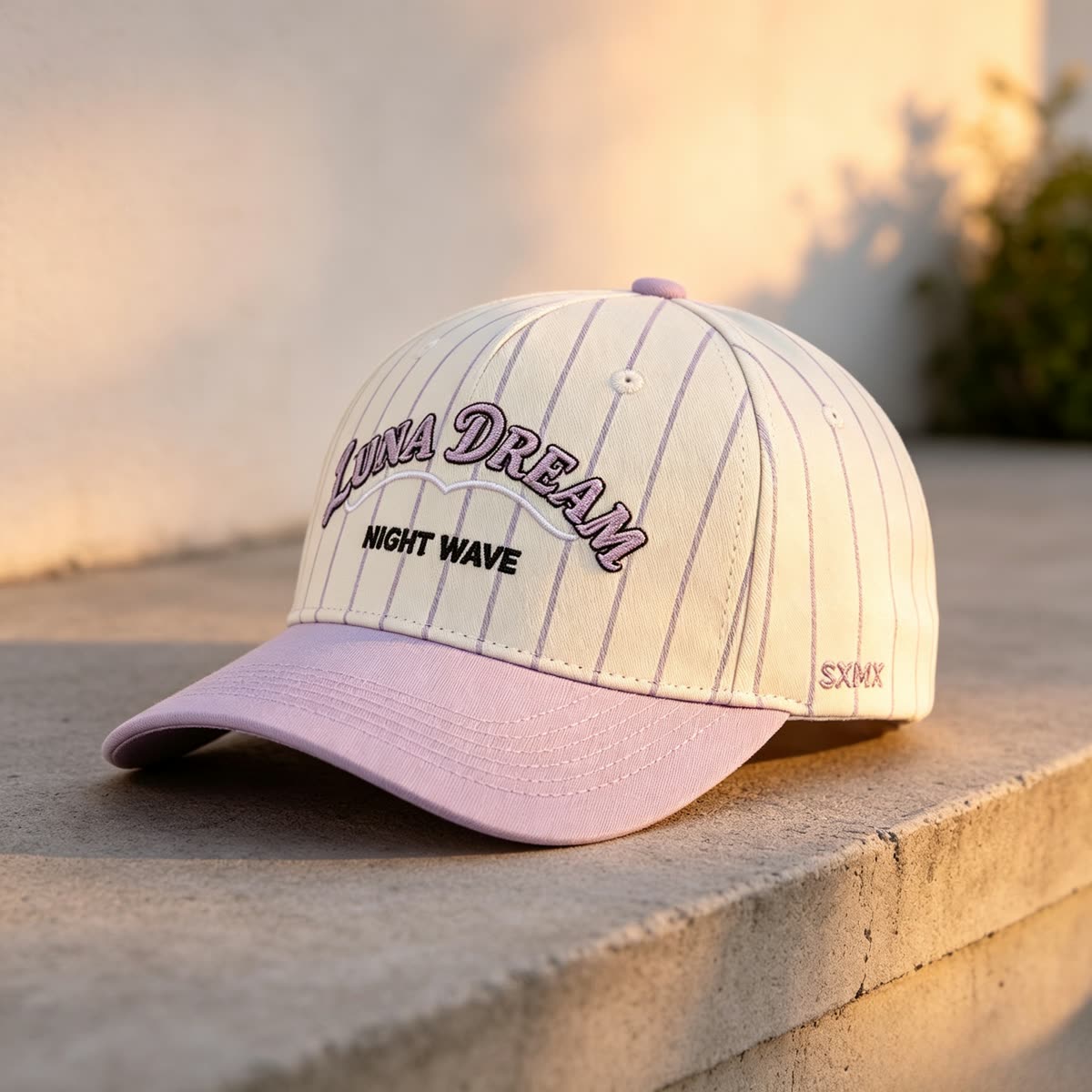 Custom Pinstripe Baseball Cap with Arched Embroidery scene