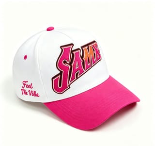 Custom Script Embroidery Camp Cap with Purple Brim thumb 6