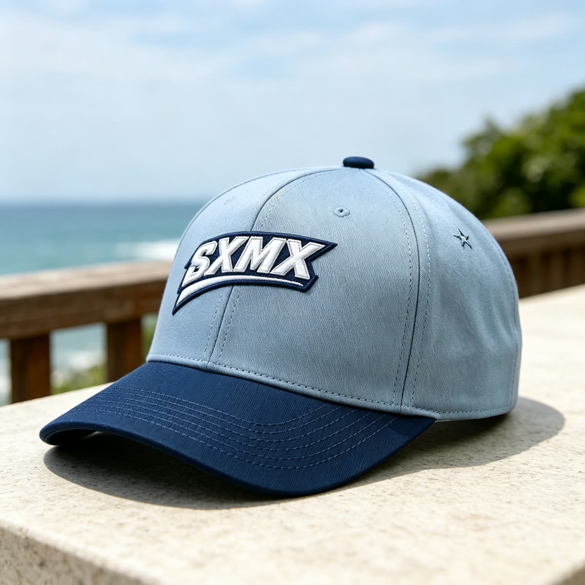 Custom Varsity Lettering Baseball Cap with Two-Tone Design scene