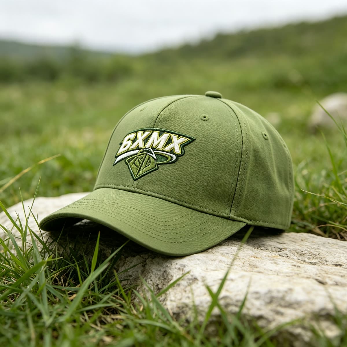 Custom Varsity Lettering Baseball Cap with Two-Tone Design scene