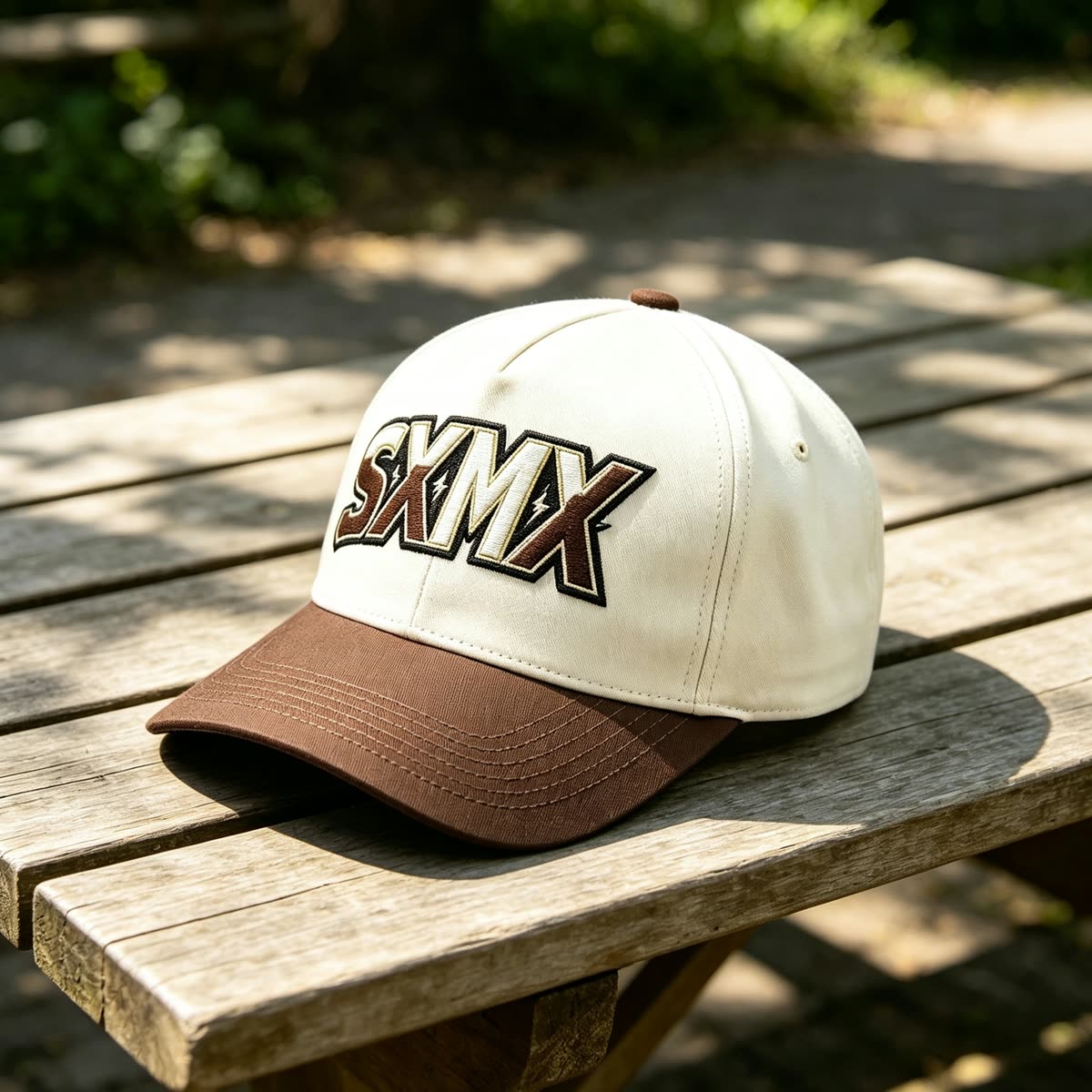 Custom Varsity Lettering Baseball Cap with Two-Tone Design scene