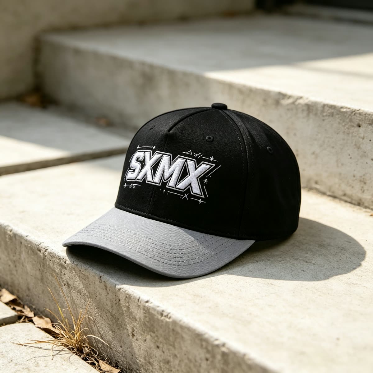 Custom Varsity Lettering Baseball Cap with Two-Tone Design scene