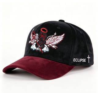 Custom Suede Baseball Cap with Cherub and Stars Embroidery thumb 4