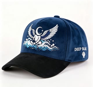 Custom Suede Baseball Cap with Cherub and Stars Embroidery thumb 5