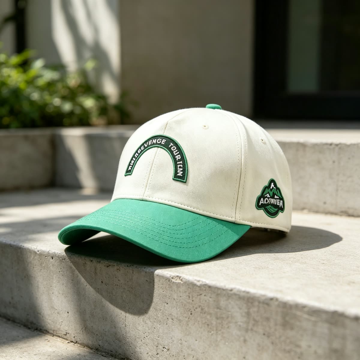 Custom Embroidered Patch Camp Cap with Two-Tone Design scene