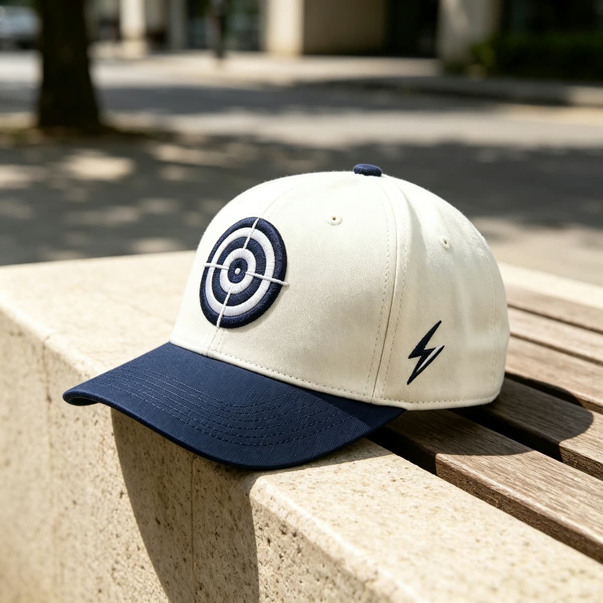 Custom Embroidered Patch Camp Cap with Two-Tone Design scene