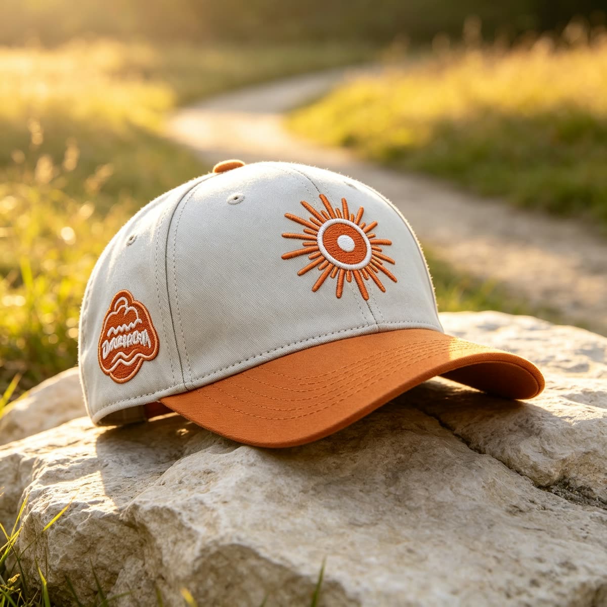 Custom Embroidered Patch Camp Cap with Two-Tone Design scene